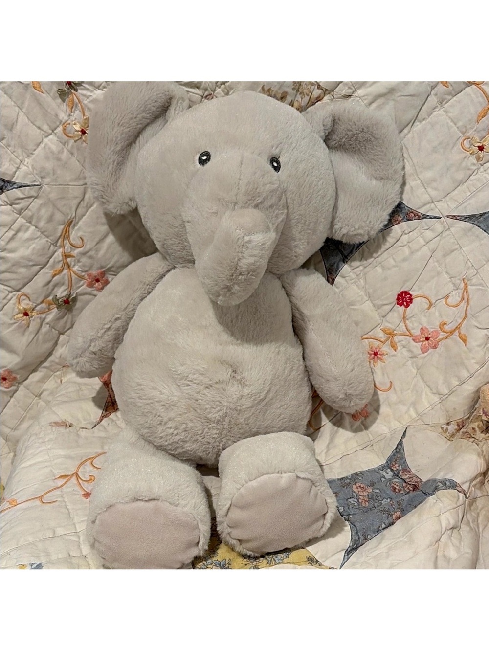 2021 Kellytoy KellyBaby Jazwares Gray Elephant Plush Rattle Crinkle Ears 16”